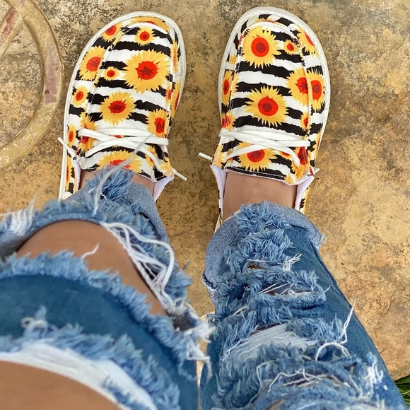 Very G Shoes - Stripes/Zebra & Sunflowers Gypsy Jazz Loafers